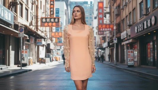 Pink Mesh Flounce Sleeve Appliqués Dress (SHEIN)