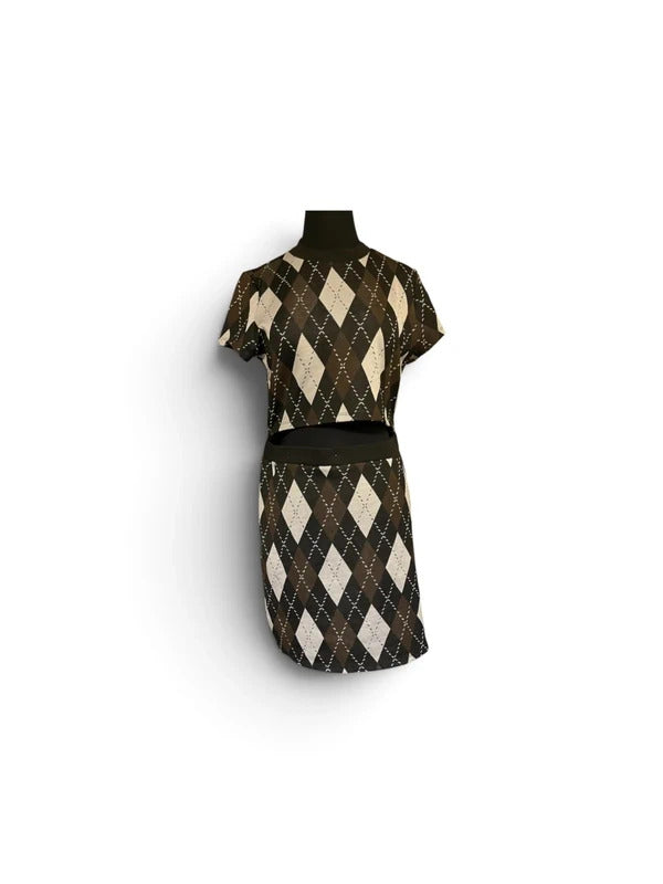 Divided Argyle Pattern Cutout Dress (H&M)