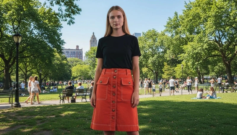 Cotton Blend Button-Front Skirt (J Crew)