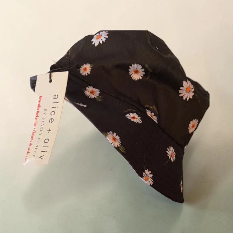 Cotton Bucket Hat Alice+Olivia by Stacye Bendet Reversible Daisy Print