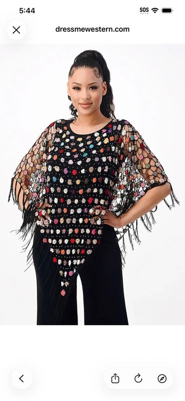 Crochet Shawl/Poncho with Multi-Color Beadeds
