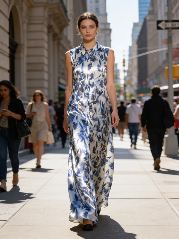 DKNY Blue & White (Floral) Print Dress