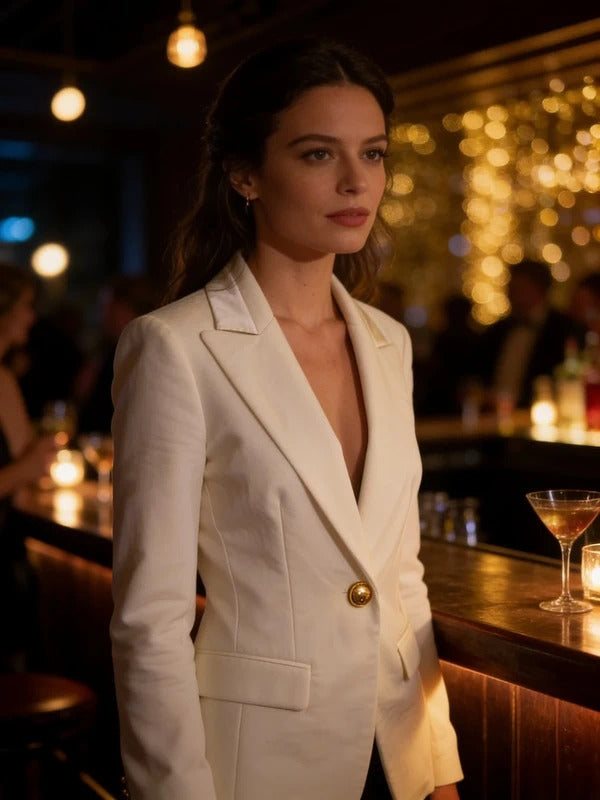 White Single-Button Blazer OXOX