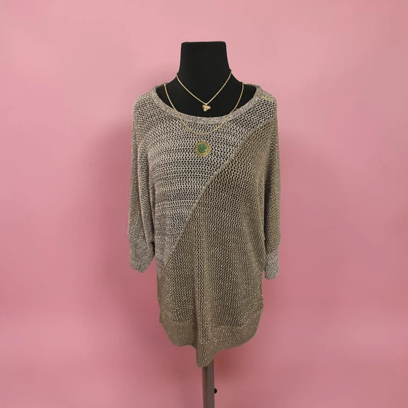 Metallic Silver Knit Sweater (Dressbarn)