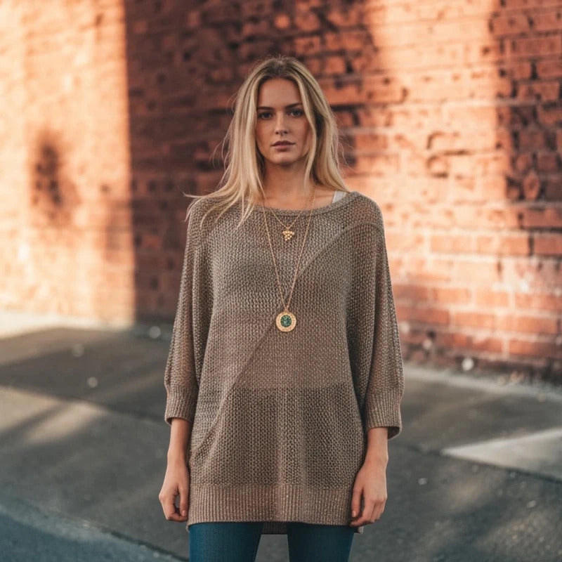 Metallic Silver Knit Sweater (Dressbarn)