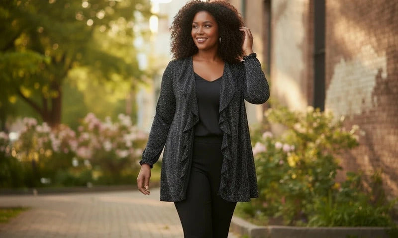 Women’s Black & Silver Shimmer Metallic Blouse