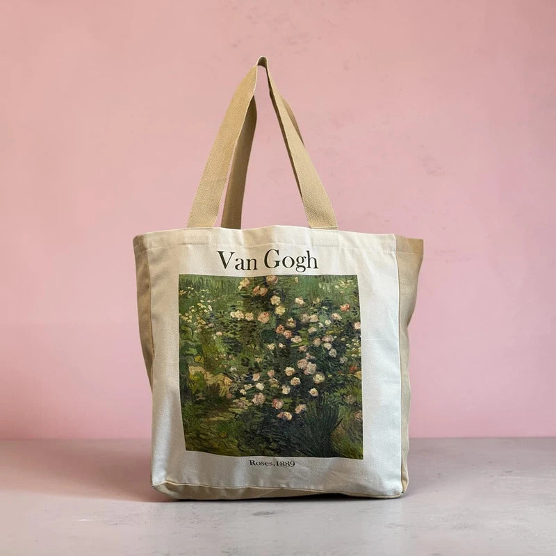 Canvas Tote Bag (Wild Rose Art Print)