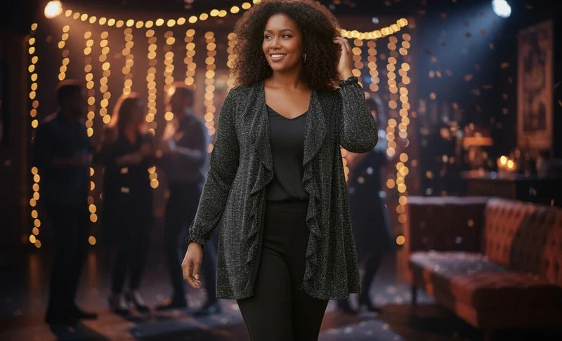 Women’s Black & Silver Shimmer Metallic Blouse