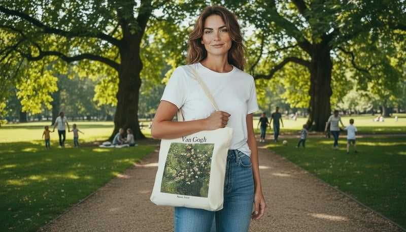 Canvas Tote Bag (Wild Rose Art Print)